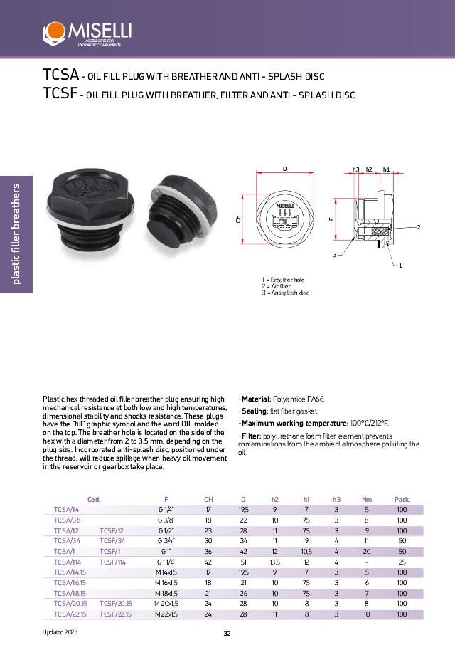 Breather m. filter hex 1/2″