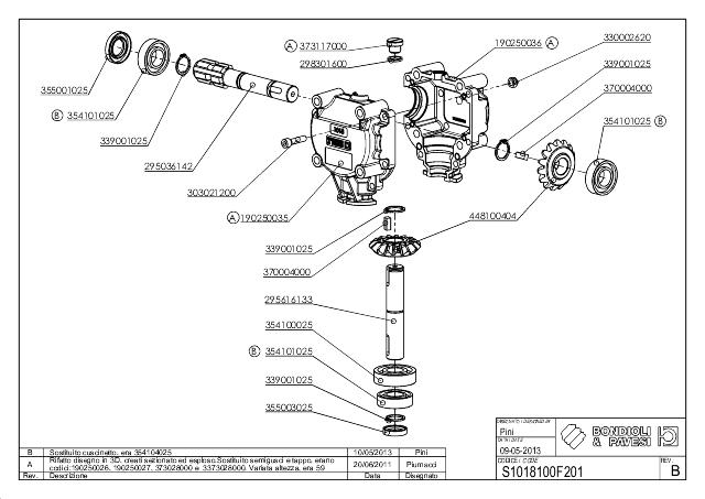 S1018 V-Gear 1:1 Venstre/venstre  - Y= 1 3/8″ Z6 - Z= Ø25 h8