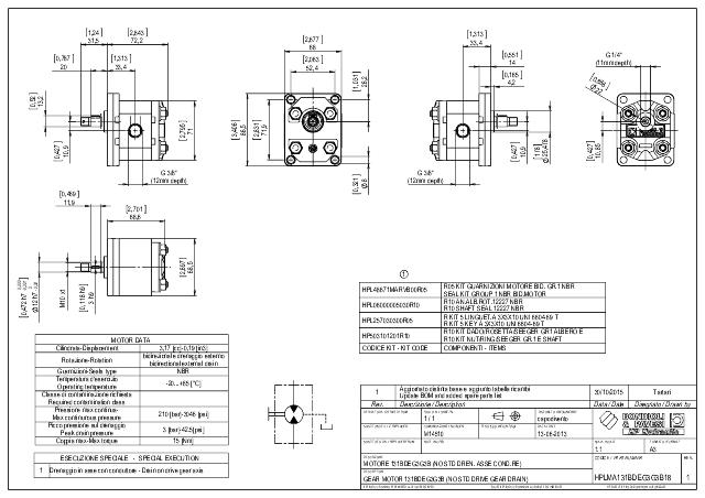 HPLMA1  3,1 cm³ Gearmotor Europæisk D25,4 Europæisk cylindrisk