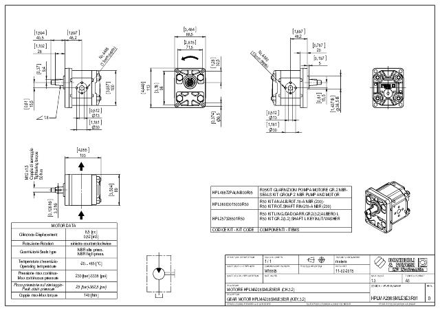 HPLMA1 Gr.2 8,5 cm³ Gearmotor Europæisk standard, 1:8 konisk