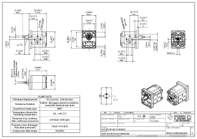 HPLMA1 Gr.2 14,5 cm³ Gearmotor Europæisk standard, 1:8 konisk