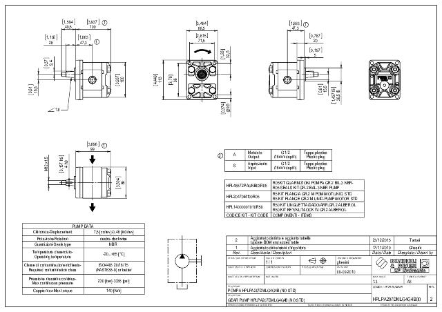 HPLPA2 Gr.2 7,6 cm³ Gear pump Europæisk standard, 1:8 konisk