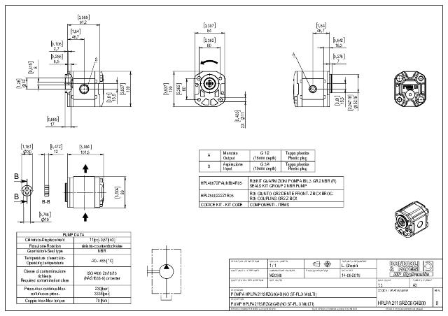 HPLPA2 Gr.2 11 cm³ Gear pump Tysk D52, kærv