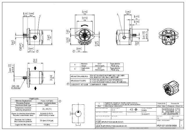 HPLPA2 Gr.2 11 cm³ Gear pump SAE A (2 huller) SAE A cylindrisk