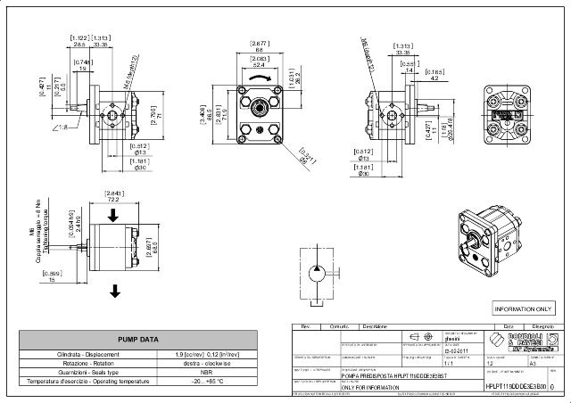 HPLPT Gr.1 1,9 cm³ gear pump 1:8 konisk