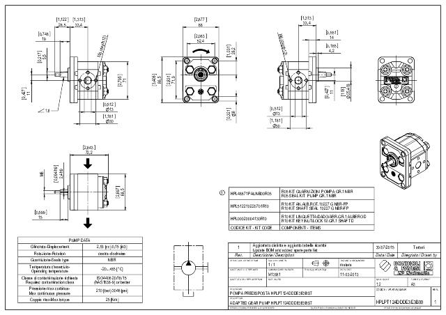 HPLPT Gr.1 2,53 cm³ gear pump 1:8 konisk