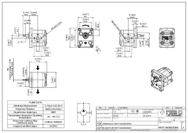 HPLPT Gr.1 3,73 cm³ gear pump 1:8 konisk