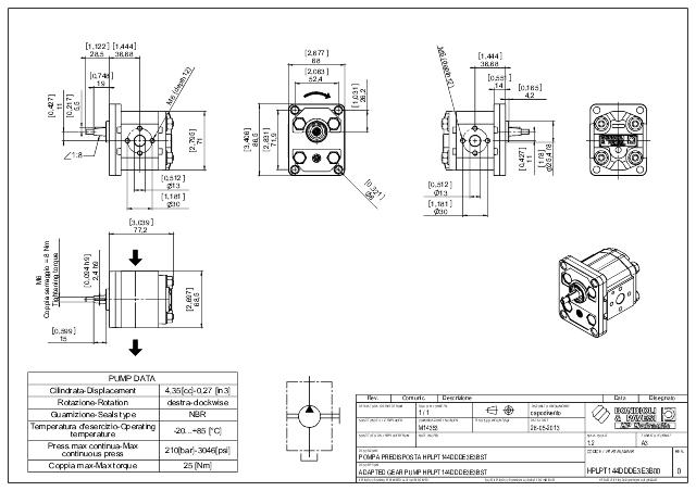 HPLPT Gr.1 4,35 cm³ gear pump 1:8 konisk