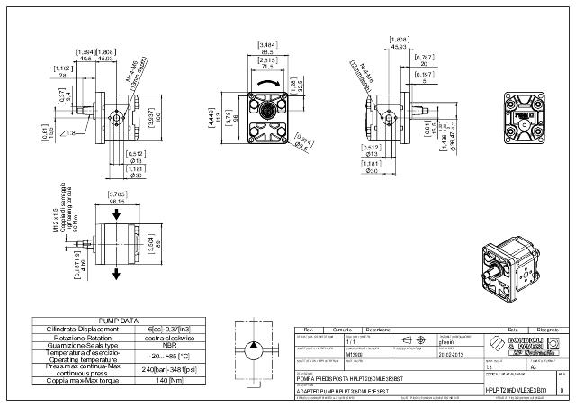 HPLPT Gr.2 6 cm³ Gear pump europæisk standard, 1:8 konisk