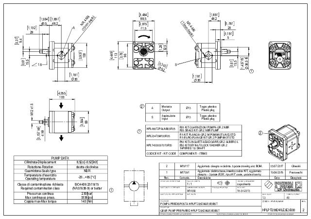 HPLPT Gr.2 8,5 cm³ Gear pump europæisk standard, 1:8 konisk