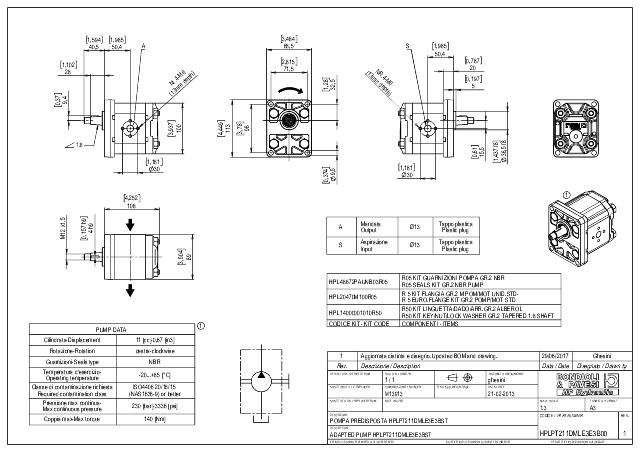 HPLPT Gr.2 11 cm³ Gear pump europæisk standard, 1:8 konisk