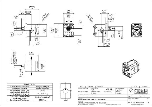 HPLPT Gr.2 14,5 cm³ Gear pump europæisk standard, 1:8 konisk