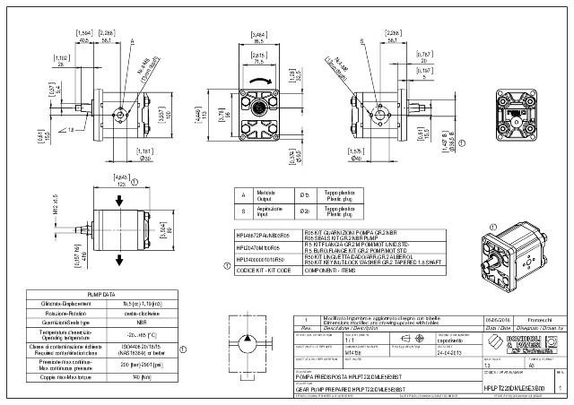 HPLPT Gr.2 19,5 cm³ Gear pump europæisk standard, 1:8 konisk