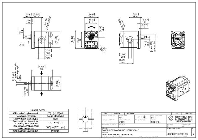 HPLPT Gr.2 26 cm³ Gear pump europæisk standard, 1:8 konisk