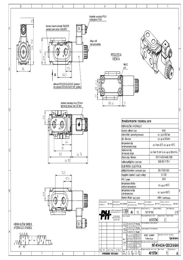 6/2-vejs ventil KV-6/2-6-12DC-3/8-S40