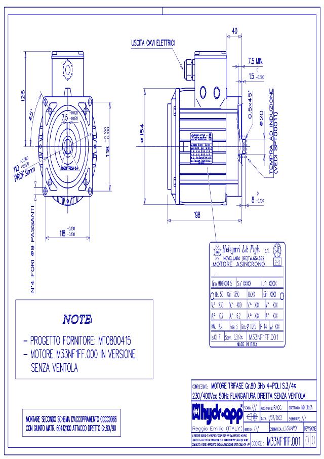 Motor 2,2 kW 1350 HYF 080 S3 u.blæser