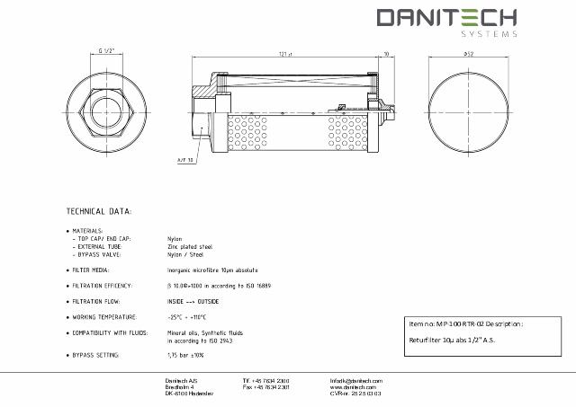 Returfilter 1/2″ 10 µm abs. Ø52x131 A.S.