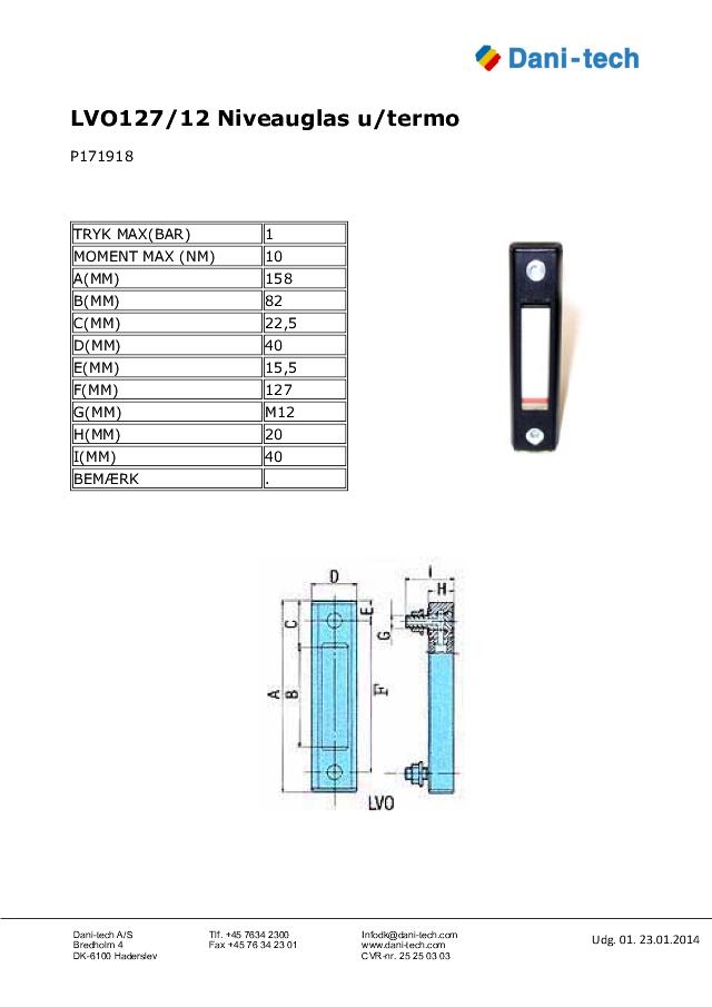 LVO127/12 Niveauglas u/termo