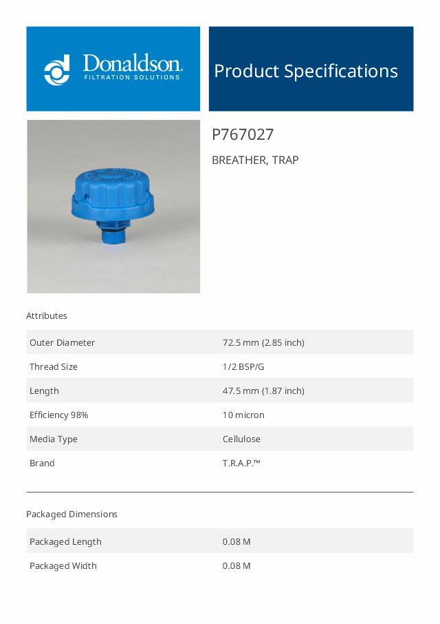 TRAP breather 1/2″ BSP Blue 10 µm