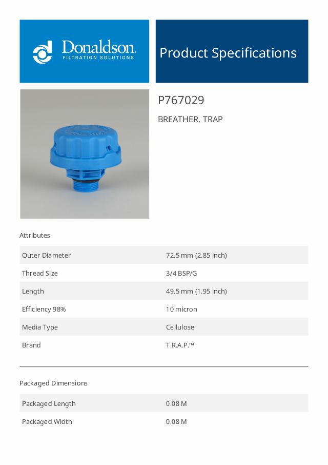 TRAP breather 3/4″ BSP Blue 10 µm