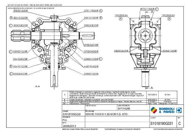 S1018 T-Gear 1:1,91 - X= Ø22 h8 - Y= 1 3/8″ Z6 - Z= Ø22 h8