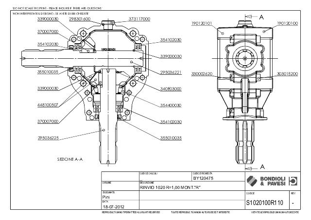 S1020 V-Gear 1:1 Venstre/højre  - X= 1 3/8″ Z6 - Z= 1 3/8″ Z6