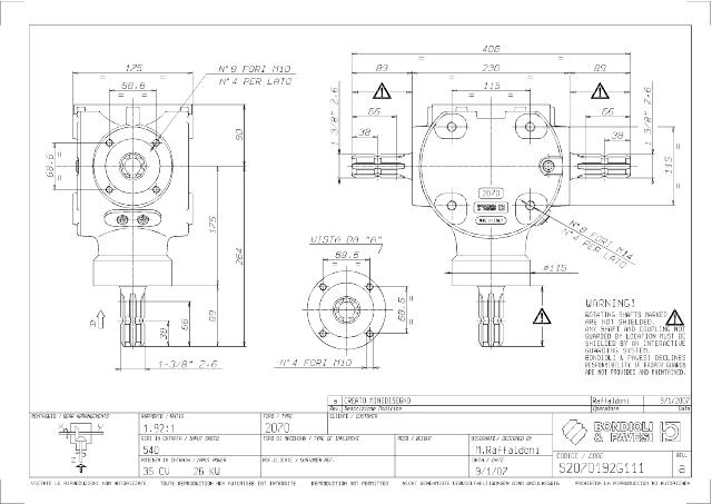 S2070 T-Gear 1,92:1 - X= 1 3/8″ Z6 - Y= 1 3/8″ Z6 - Z= 1 3/8″ Z6