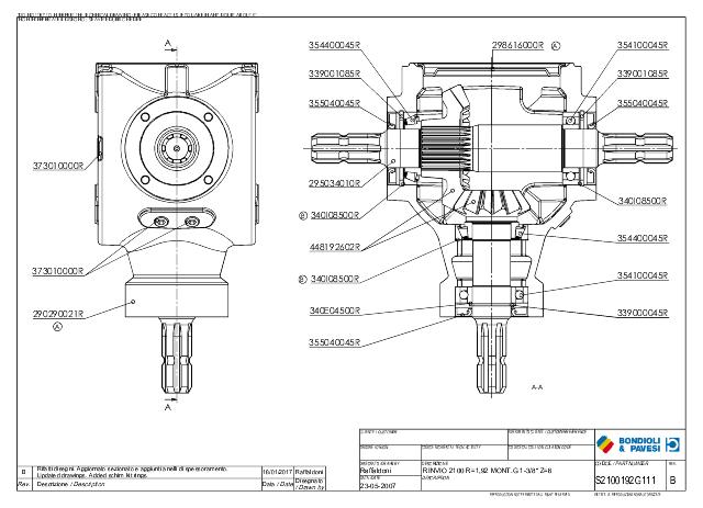 S2100 T-Gear 1,92:1 - X= 1 3/8″ Z6 - Y= 1 3/8″ Z6 - Z= 1 3/8″ Z6