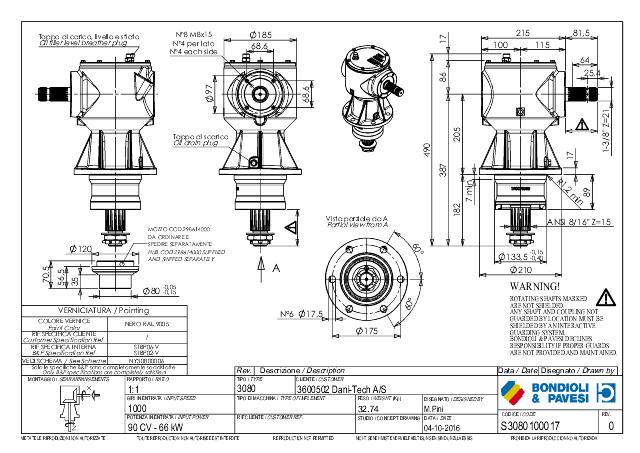 S3080 V-Gear 1:1 Venstre/højre  - X= 1 3/8″ Z21 - Z= ANSI 8/16 Z15