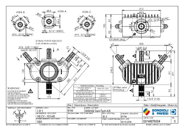 S8146 Fordelergear 1,31:1 - Y= 1 3/8″ Z6 (x3) - Z= 1 3/4″ Z20