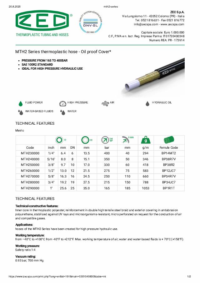 MTH Twin Termoplastslange 