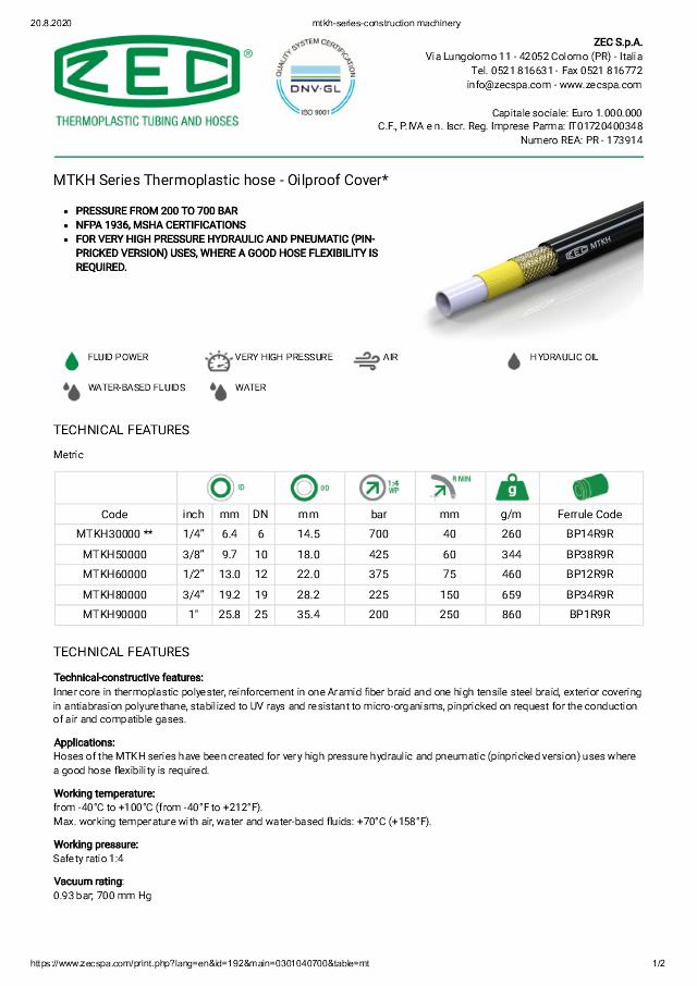 MTKH Termoplastslange 