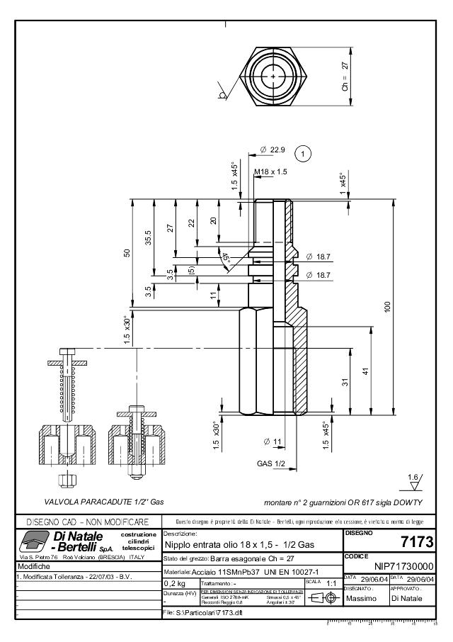 Oil inlet pin m/ slangebr.