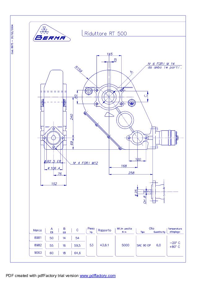 Berma RT500 SAE A gear 43,6:1 500 daNm