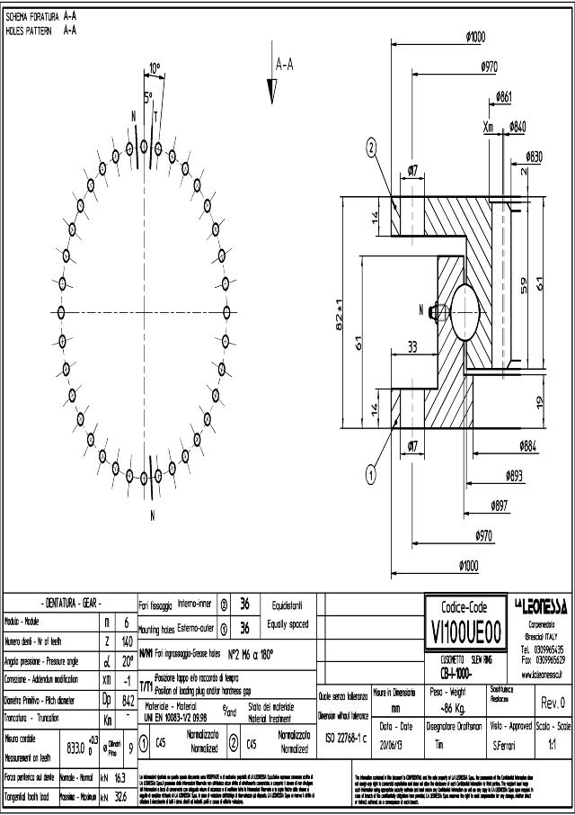 Flange drejekrans U Ø1000