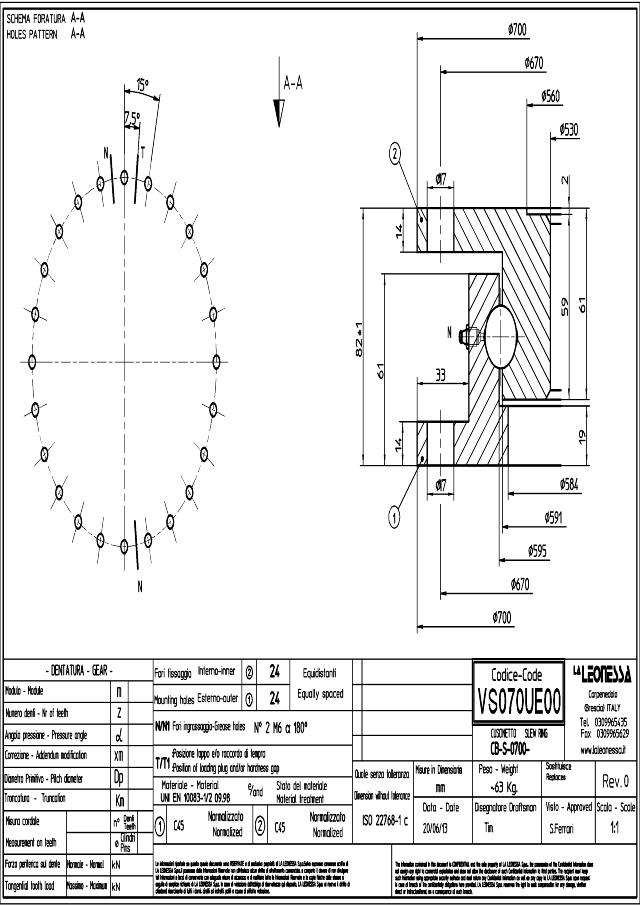 Flange drejekrans U Ø700