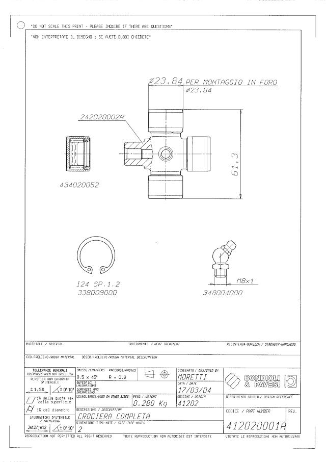 Kardankryds 23,8 x 61,3mm til Standard 102 aksel