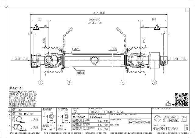 G5 Standard PTO Aksel 860mm - 1 3/8 Z6 Gaffel med snaplås x 1 3/8 Z6 RA2 SX - Friløbskobling (venstre) med kilebolt