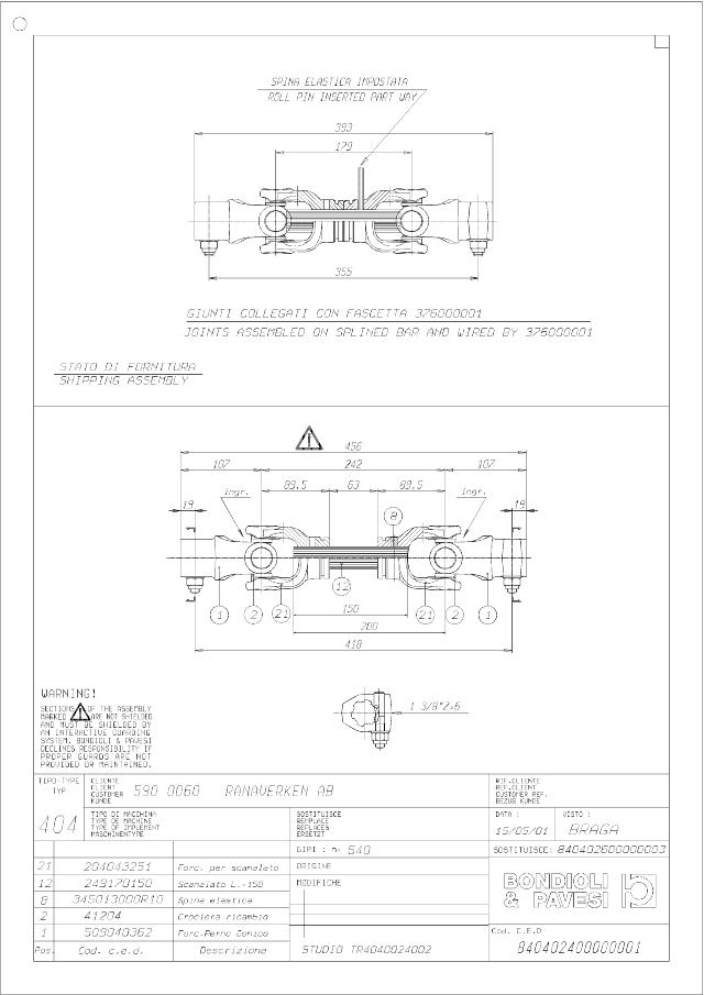 404 Standard PTO Aksel 242mm - 1 3/8 Z6 Gaffel med kilebolt x 1 3/8 Z6 Gaffel med kilebolt