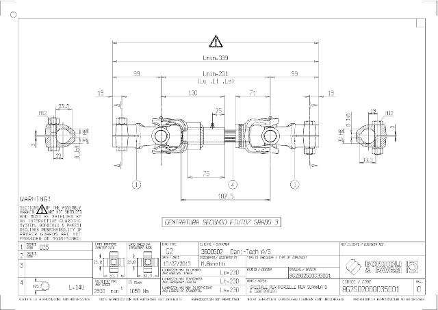 G2 Standard PTO Aksel 201mm - Ø30 mm Gaffel med klembolt x Ø30 mm Gaffel med klembolt 