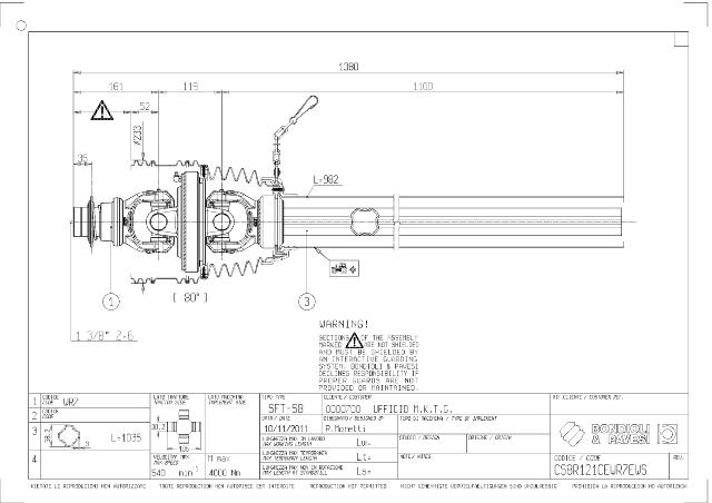 S8 80° Vidvinkel PTO Aksel udv. halvpart Lz: 1210mm | 1 3/8 Z6