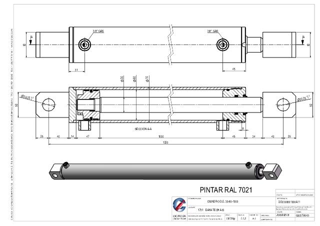 Cylinder l-min = 1220 mm