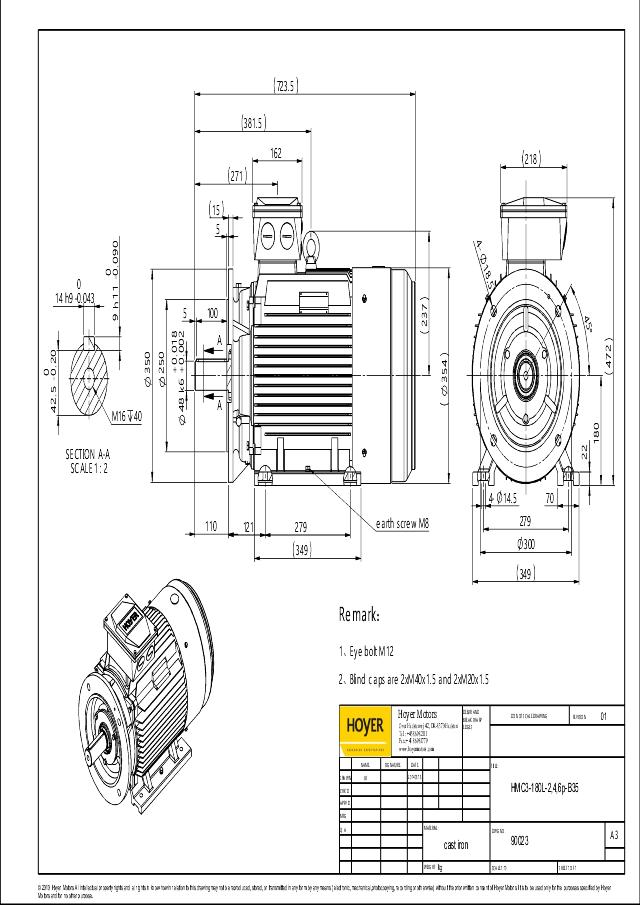 Motor 22,0 kW 1470 S1 IE3 B35